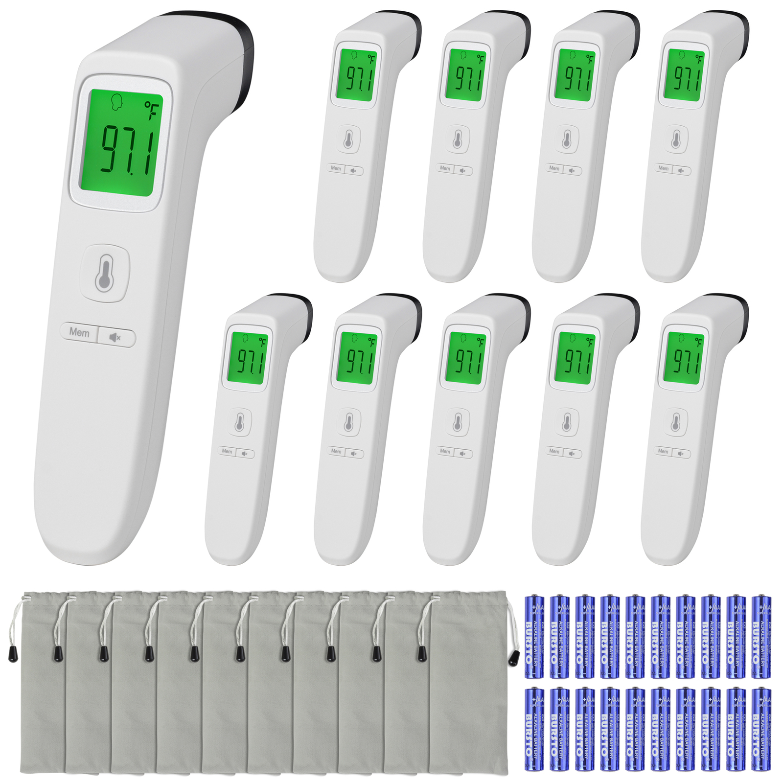10 Pack No Contact Digital Infrared Thermometer Temperature Gun Memory Function
