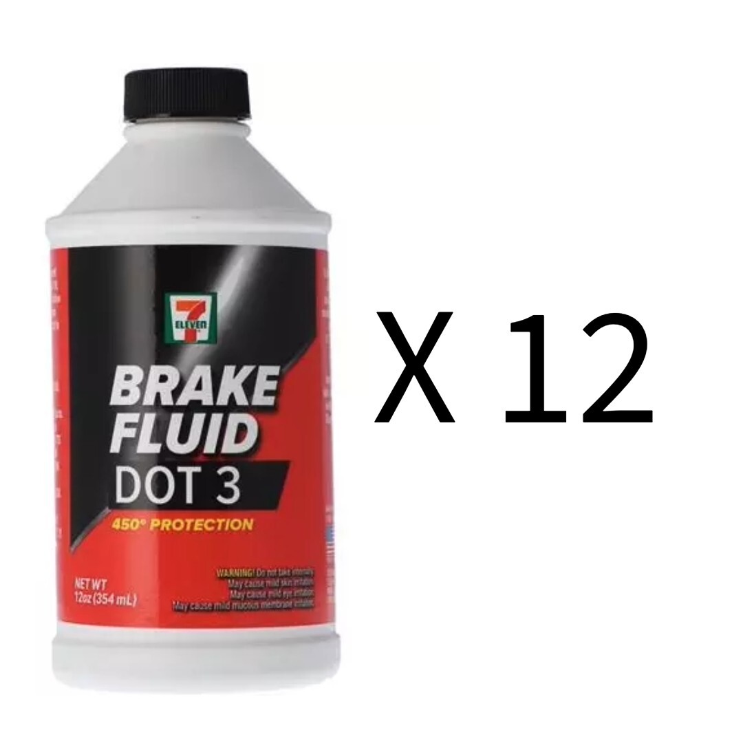 (12 Pack) 7-Eleven Motor Vehicle Disc & Drum Brake Fluid DOT 3, 12 oz each