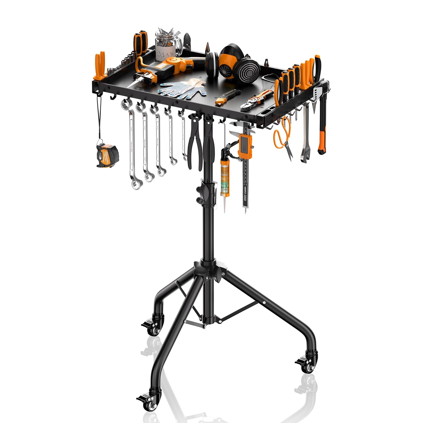 Rolling Tool Utility Cart with Wheels, Work Bench for Garage with Magnetic Tr...