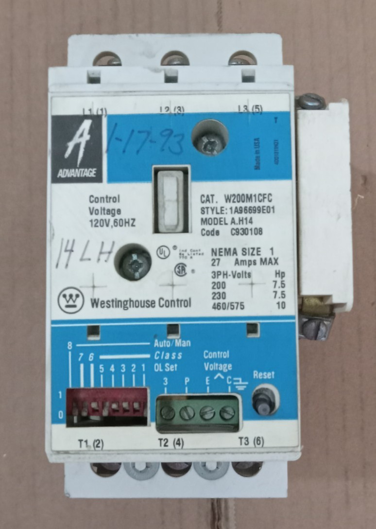 Westinghouse W200M1CFC Size 1 Motor Starter  Model  A.H14 120V Coil Tested