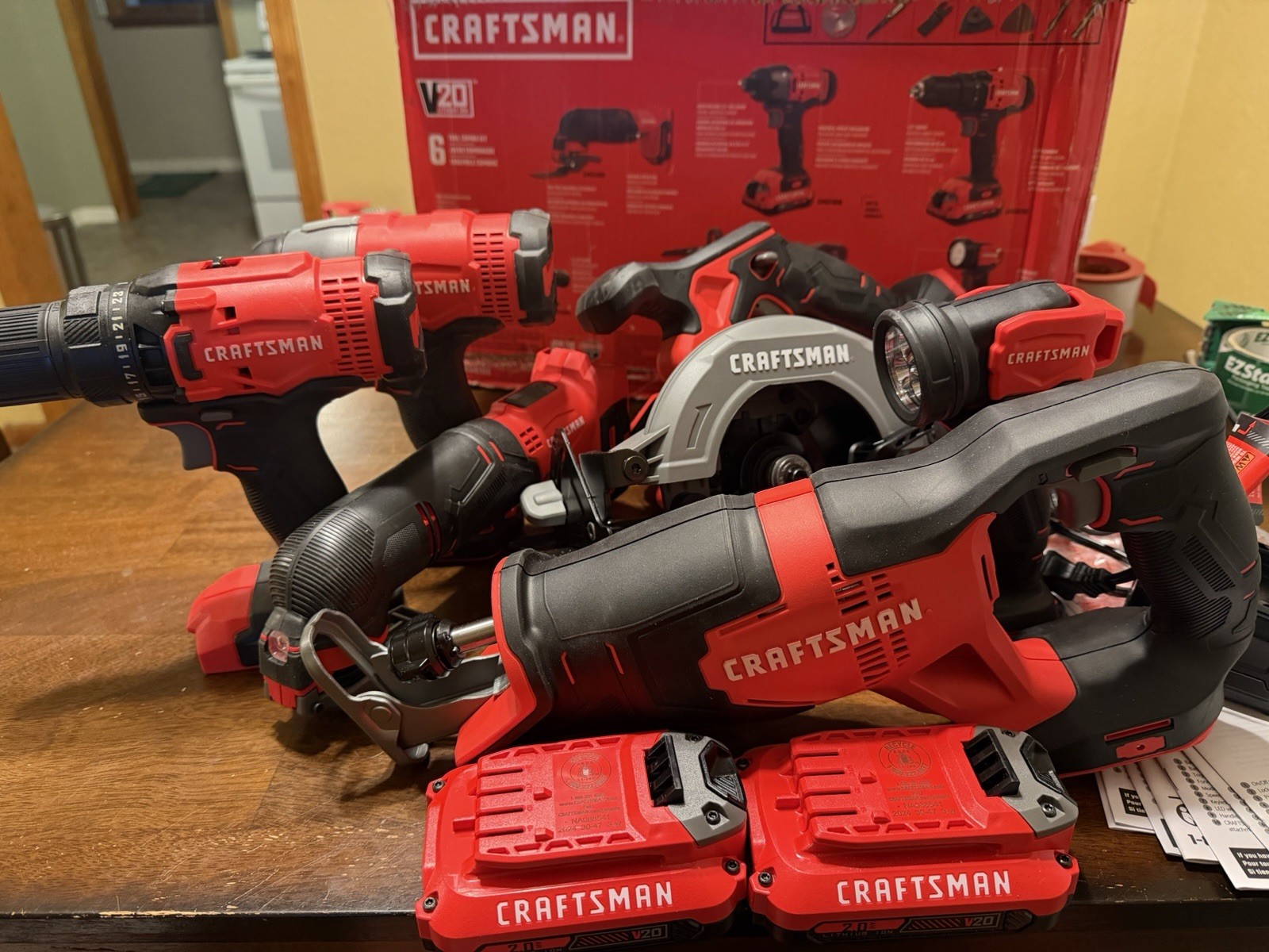 Craftsman V20 20V Li-Ion Cordless 6-Tool Combo Kit w/ 2 Batteries CMCK601D2