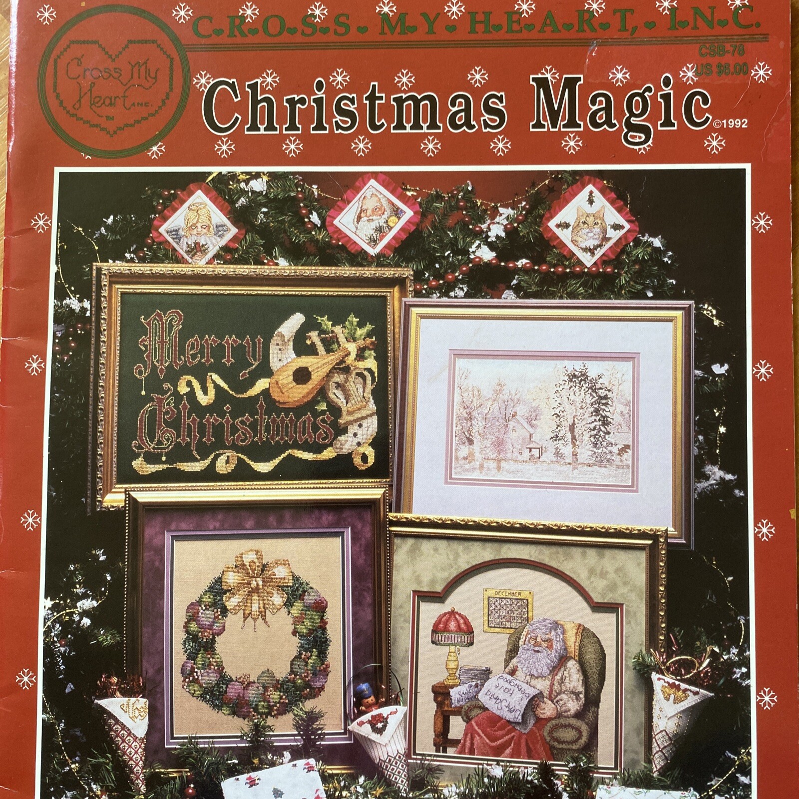 Counted Cross Stitch Pattern Book CHRISTMAS MAGIC Santa Angels Fairies Snowman
