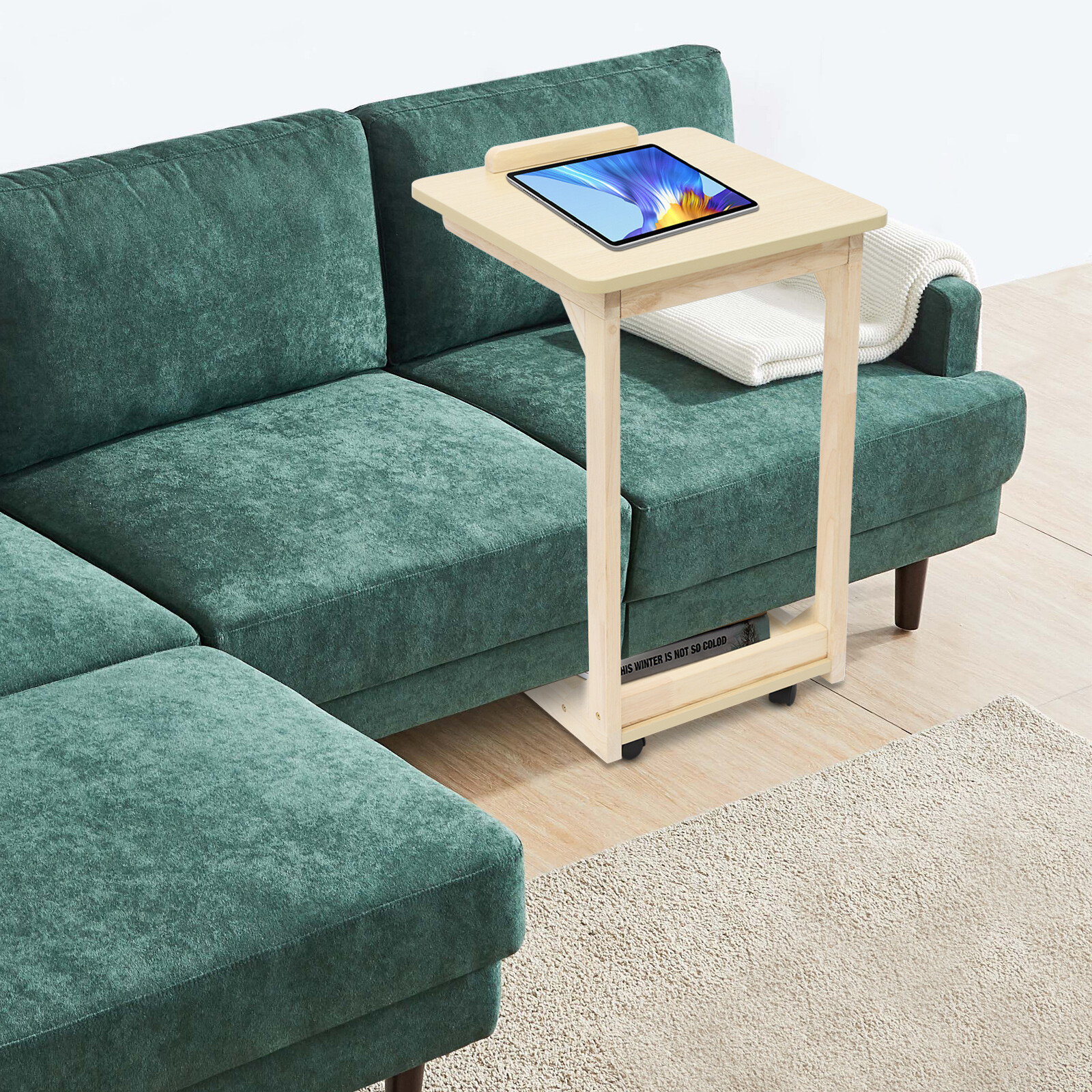 C Shaped Couch Table Movable Bed/Sofa Side Table Adjustable Angle TV Tray Table