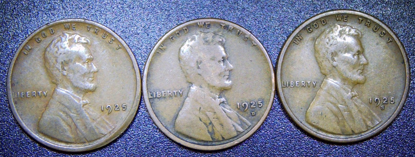 1925 PDS Lincoln Wheat Cent Set AVG Circ SKU 033