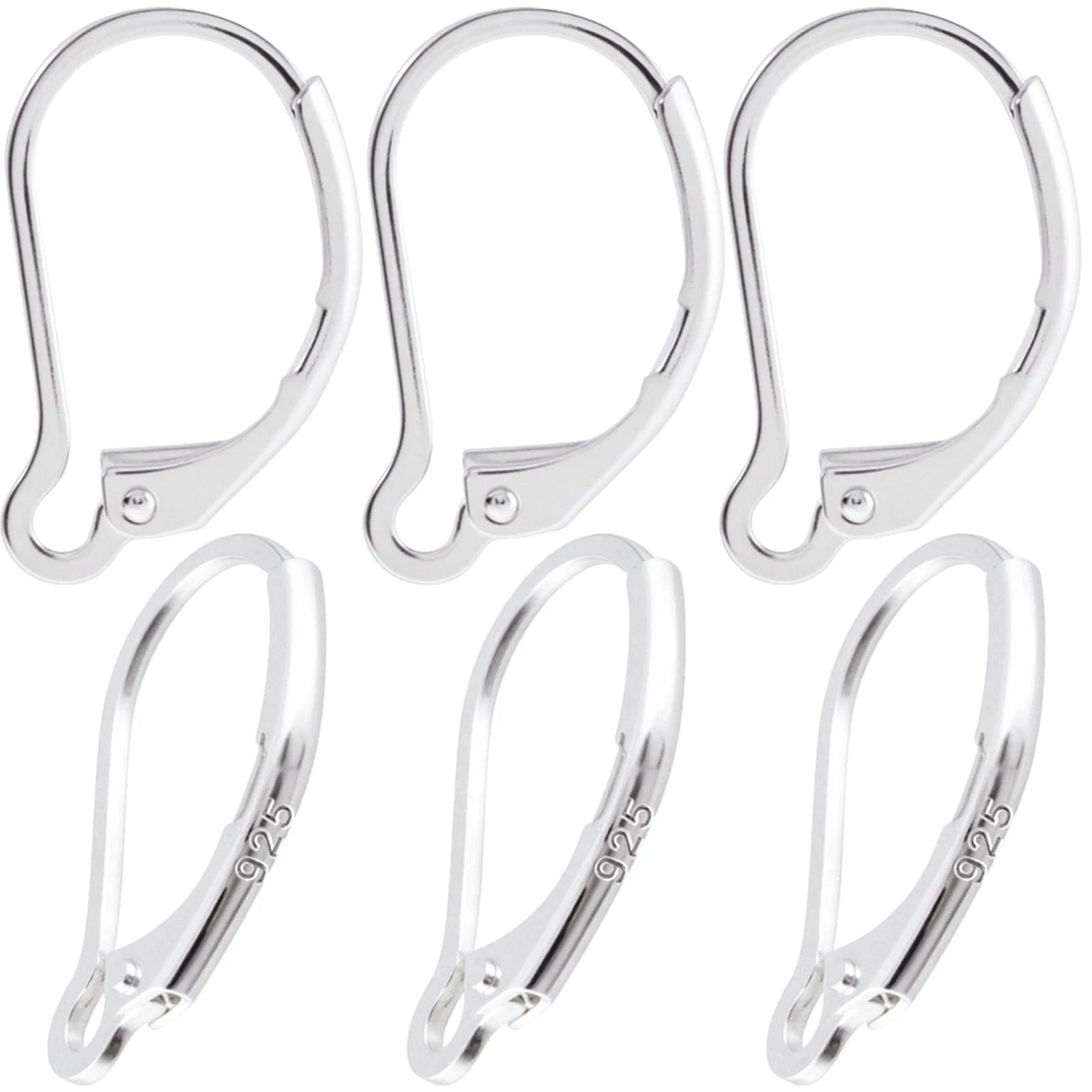 6pcs 925 Sterling Silver Earring Hooks, Hypoallergenic Leverback Earring Back...
