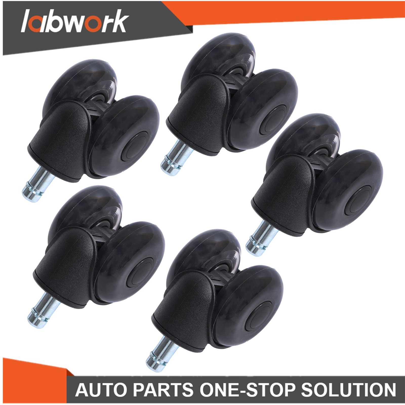 Labwork 5 Pack 2 Inch Universal Mute Rubber Chair Casters 360° Swivel Wheels