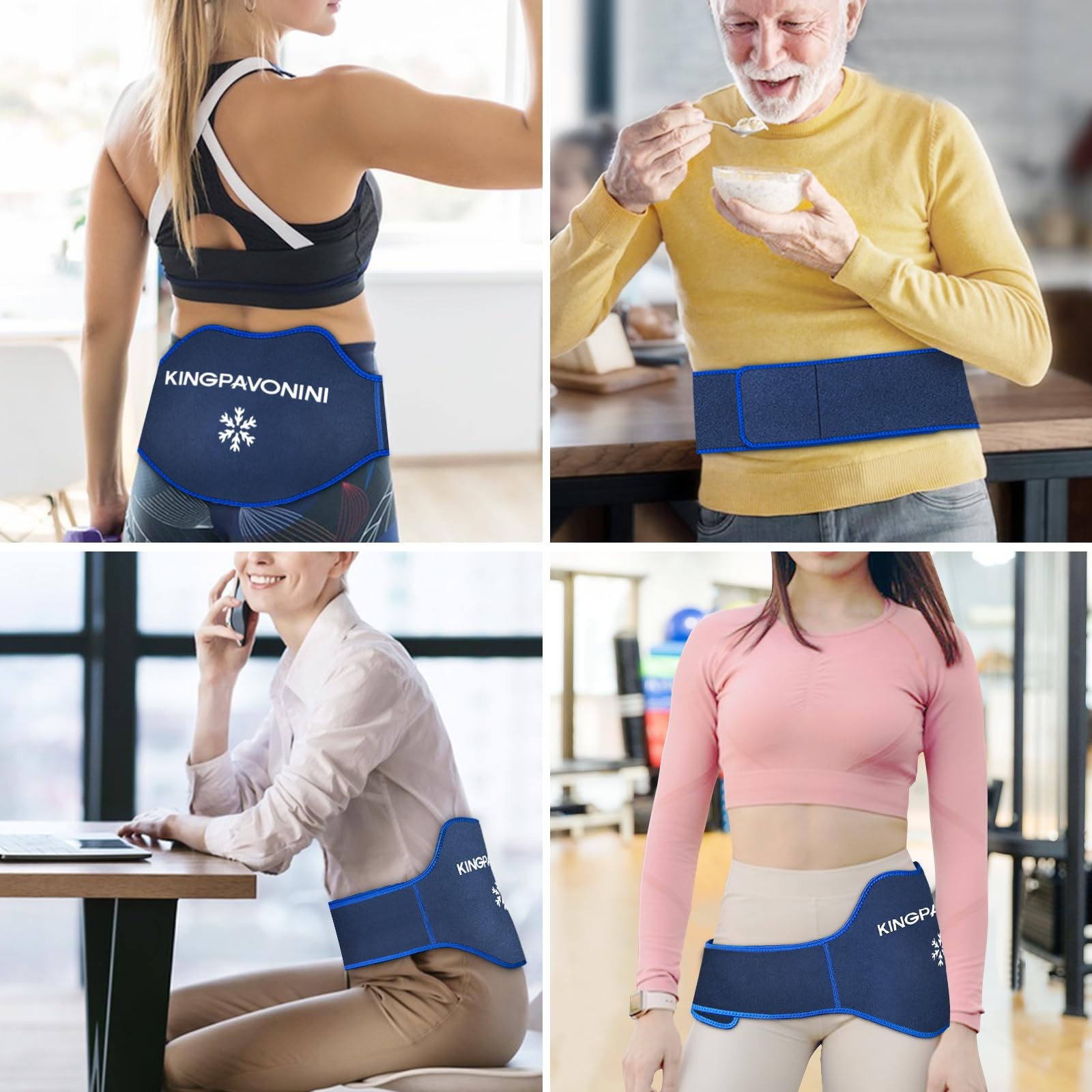 Extra Large Ice Pack for Back Pain Relief with Extension Strap, 2 Pack Reusab...