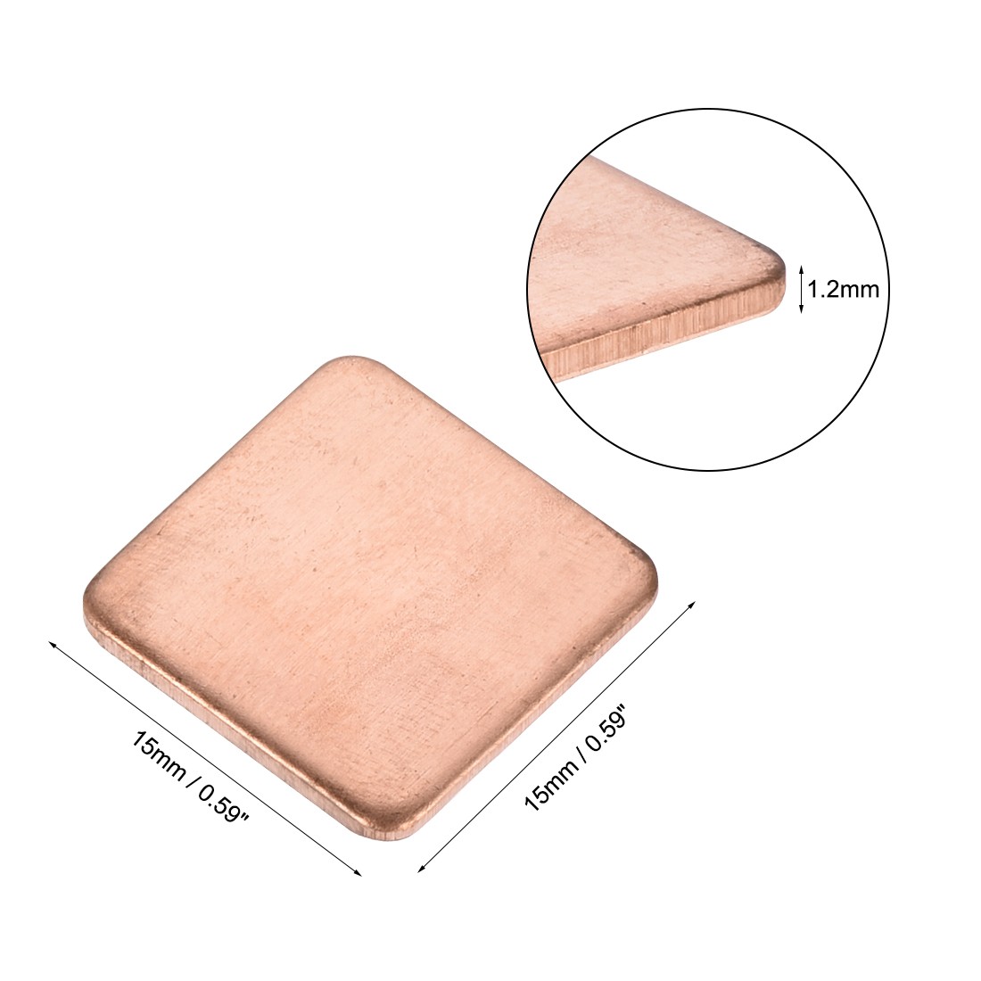 10Pcs Flat IC Chipset Thermal Copper Heatsink for CPU GPU 15 x 15 x 1.2mm