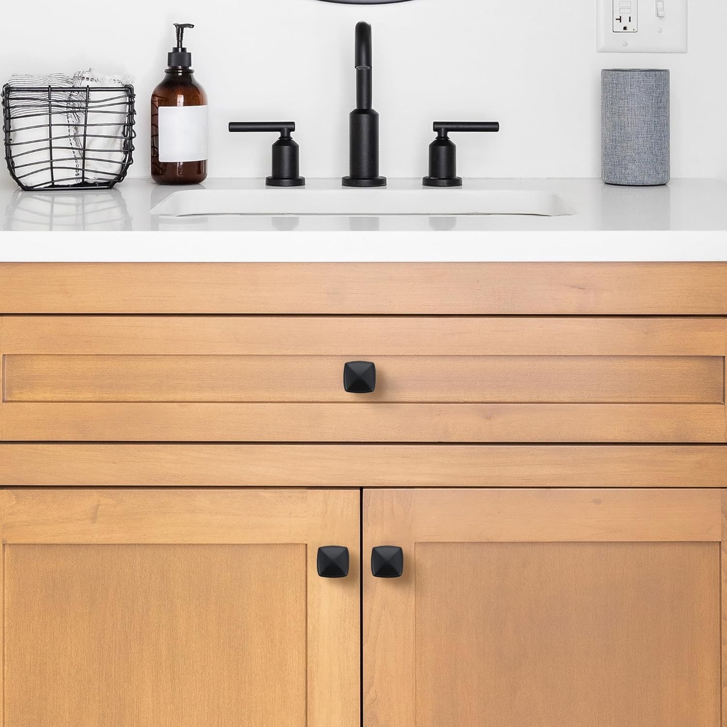 JOY DECOR 10 Pack Black Square Cabinet Knobs - Single 10 Pack, Matte