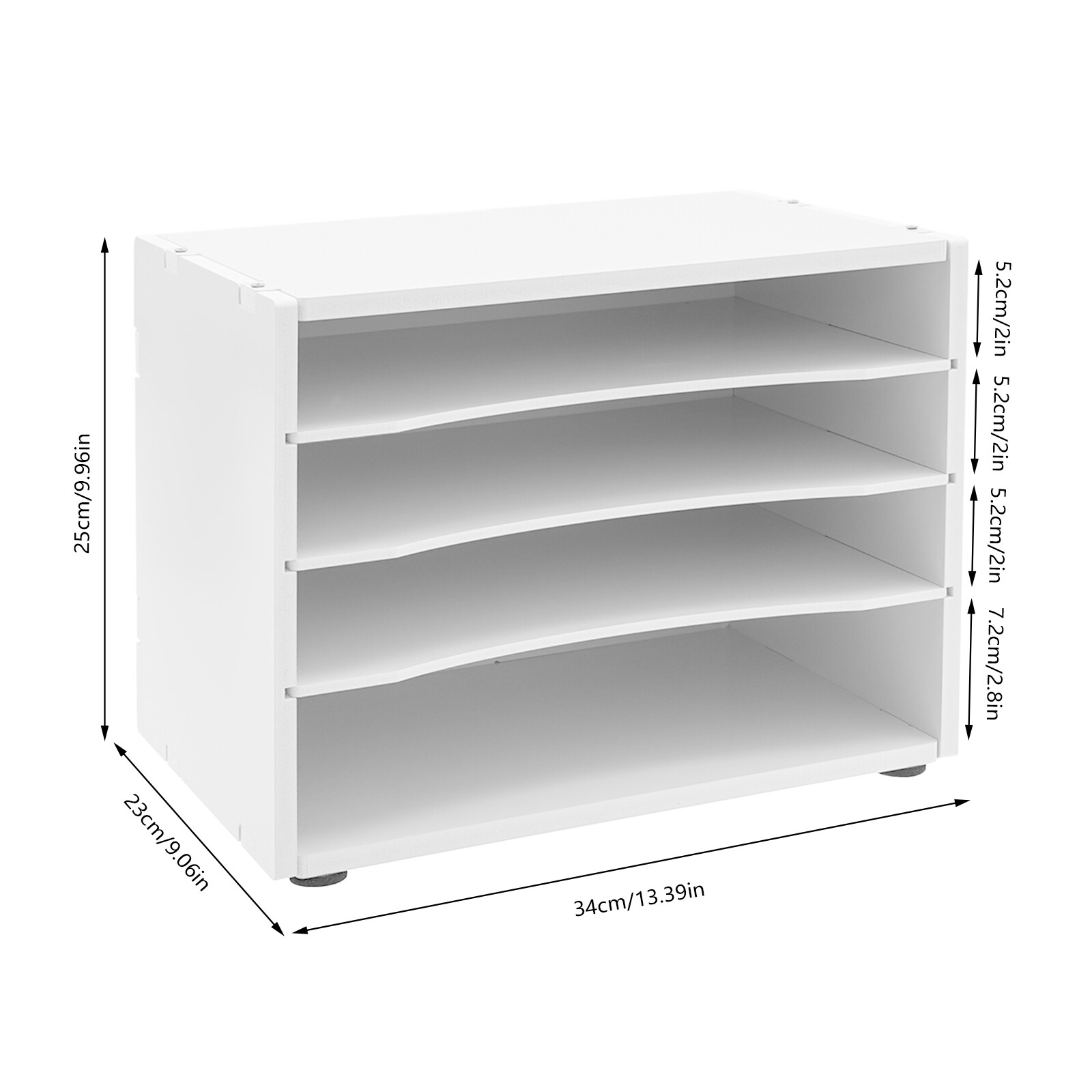 2 Pack 4 Tier Desktop File Holder White PVC Paper Organizer Rack