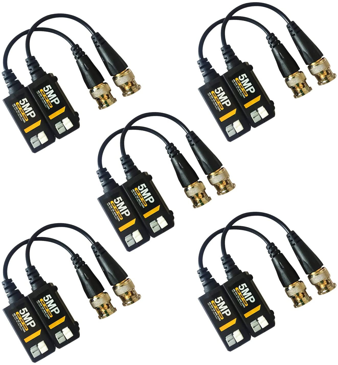 5 Pairs 5MP Passive HD BNC Video Balun Transceiver Transmitter AHD/TVI/CVI/CVBS