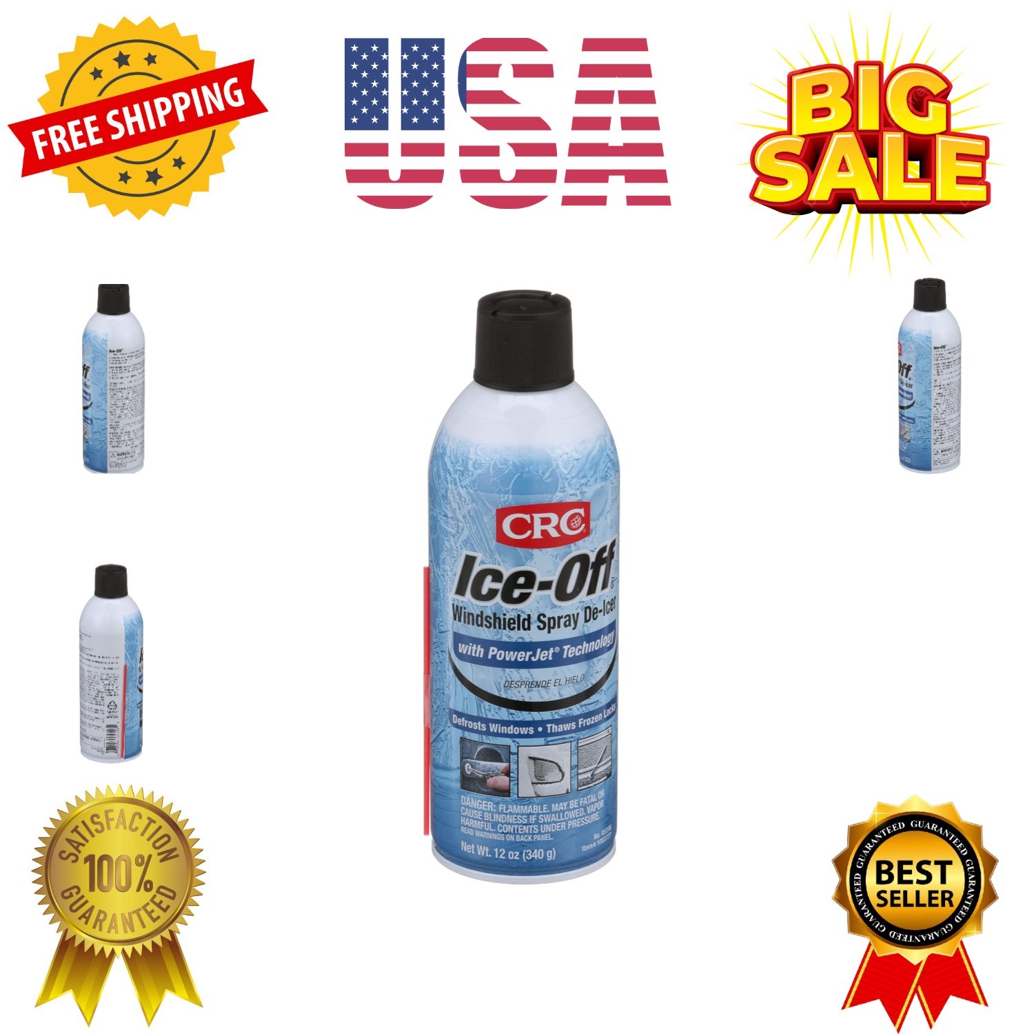 Ice-Off Windshield Spray De-Icer, 12 Oz - Quick Melt for Safe Winter Driving
