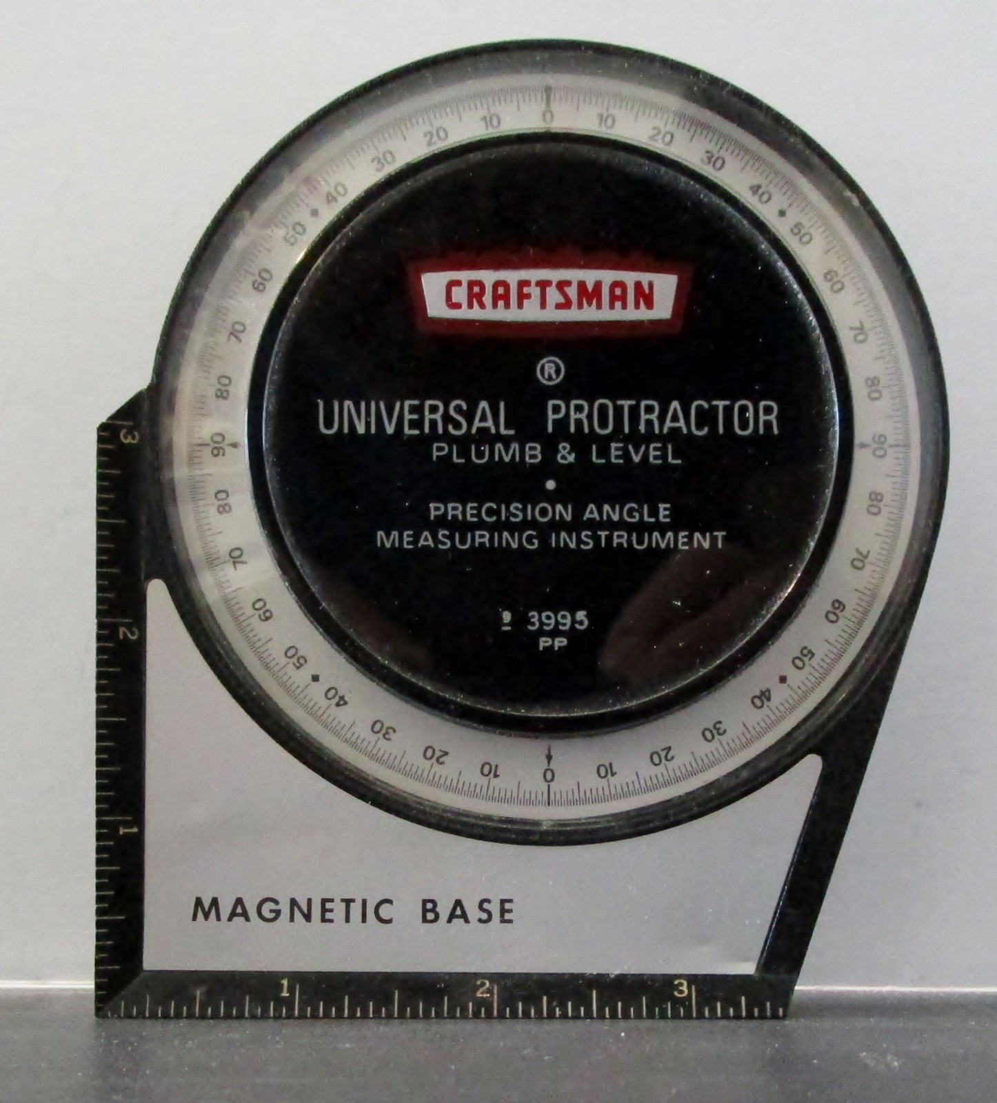 Vintage Craftsman Magnetic Base Universal Protractor Angle, Plumb & Level #3984