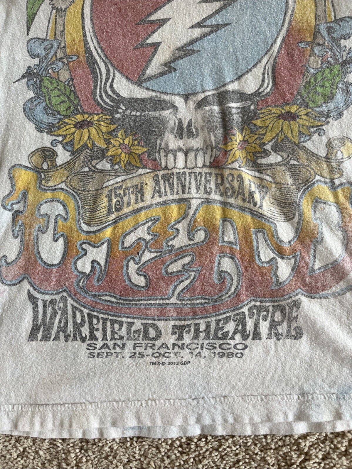 Grateful Dead Vintage T-shirt Men Med 15th Anniversary Warfield Theater