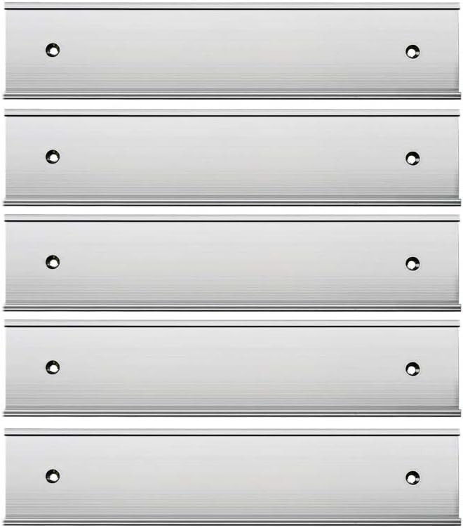 Nameplate Holder Wall or Door 5Pack Silver 2“ × 10”