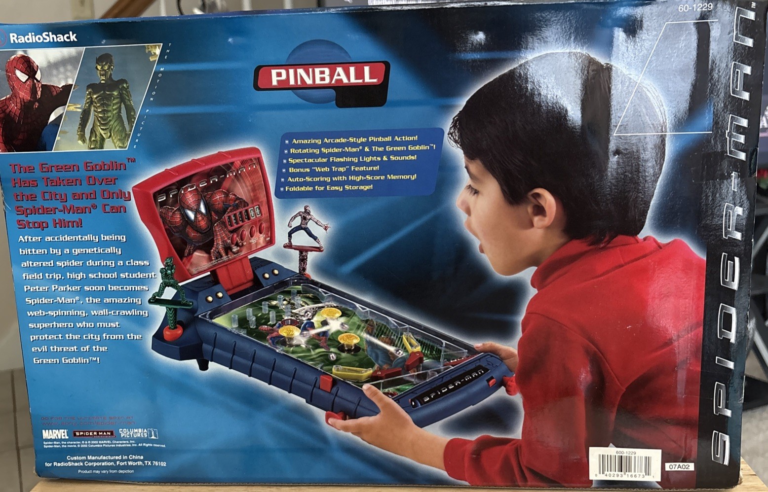 RadioShack 2002 Marvel Spider-Man Electronic Pinball Machine,
