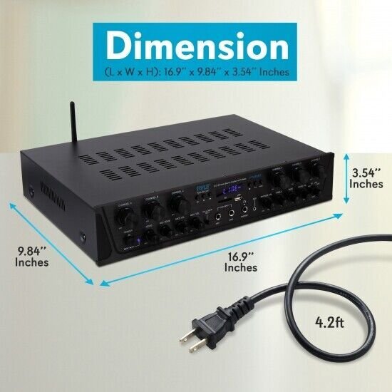 Pyle PTA66BT Bluetooth Home Audio 600 Watt 6 Channel Amplifier Stereo Receiver