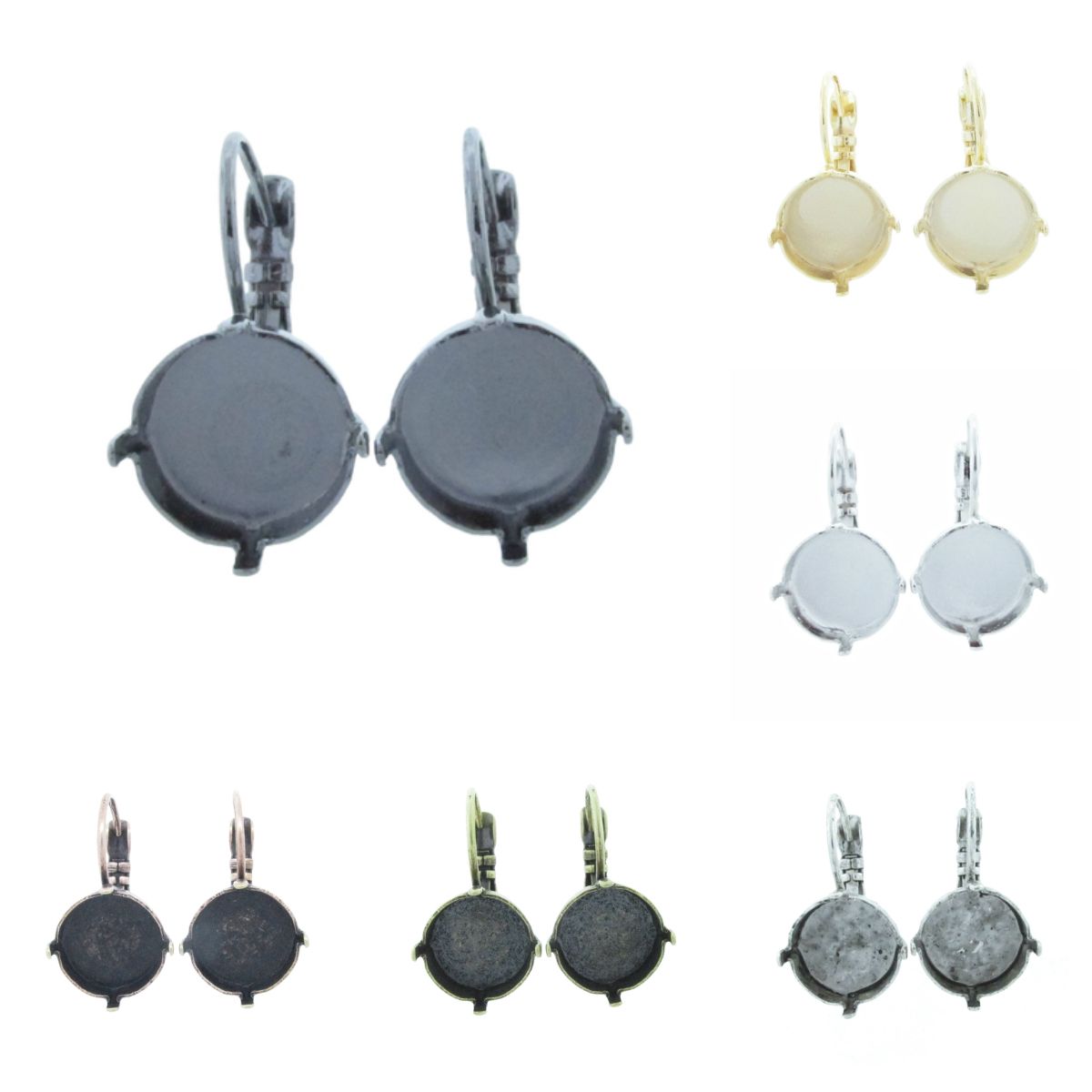 12mm Round | Classic Drop DIY Earring Bases | Three Pairs (EE 16)
