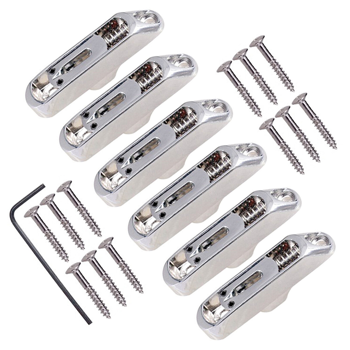 6 String Bridge Saddles Heavy Duty Individual Guitar Bridge Tailpiece Silver