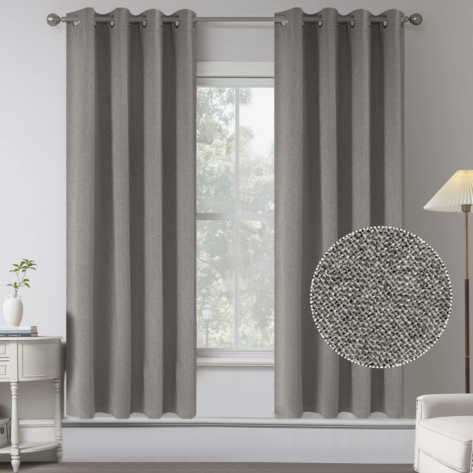 KEQIAOSUOCAI 72 Inch Length Linen Blackout Curtains -100% Sun Blocking Energy...
