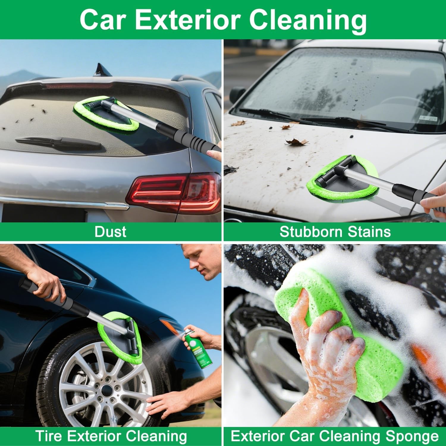 Head Car, Window Cleaning Kit with Extendable Handle, Glass Cleaning Kits, Tools