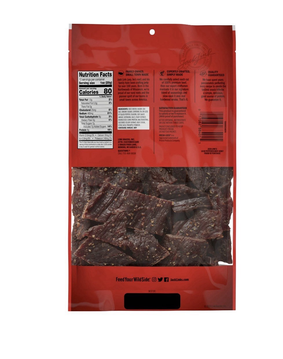 Jack Link's Beef Jerky, Peppered, 10 oz - Boldly Seasoned