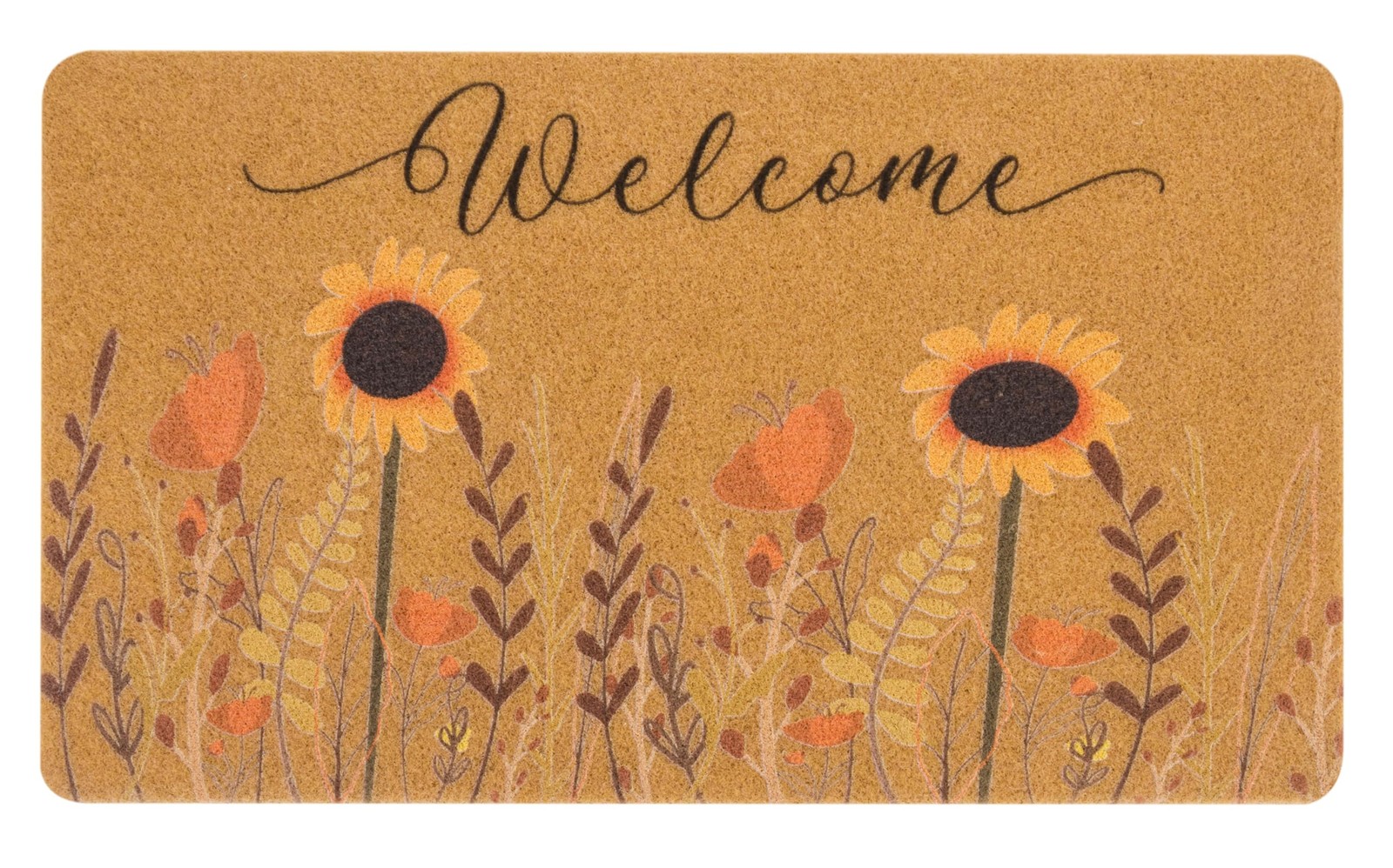 Fall Sunflower Welcome Door Mat Outdoor Coir Front Door Rug