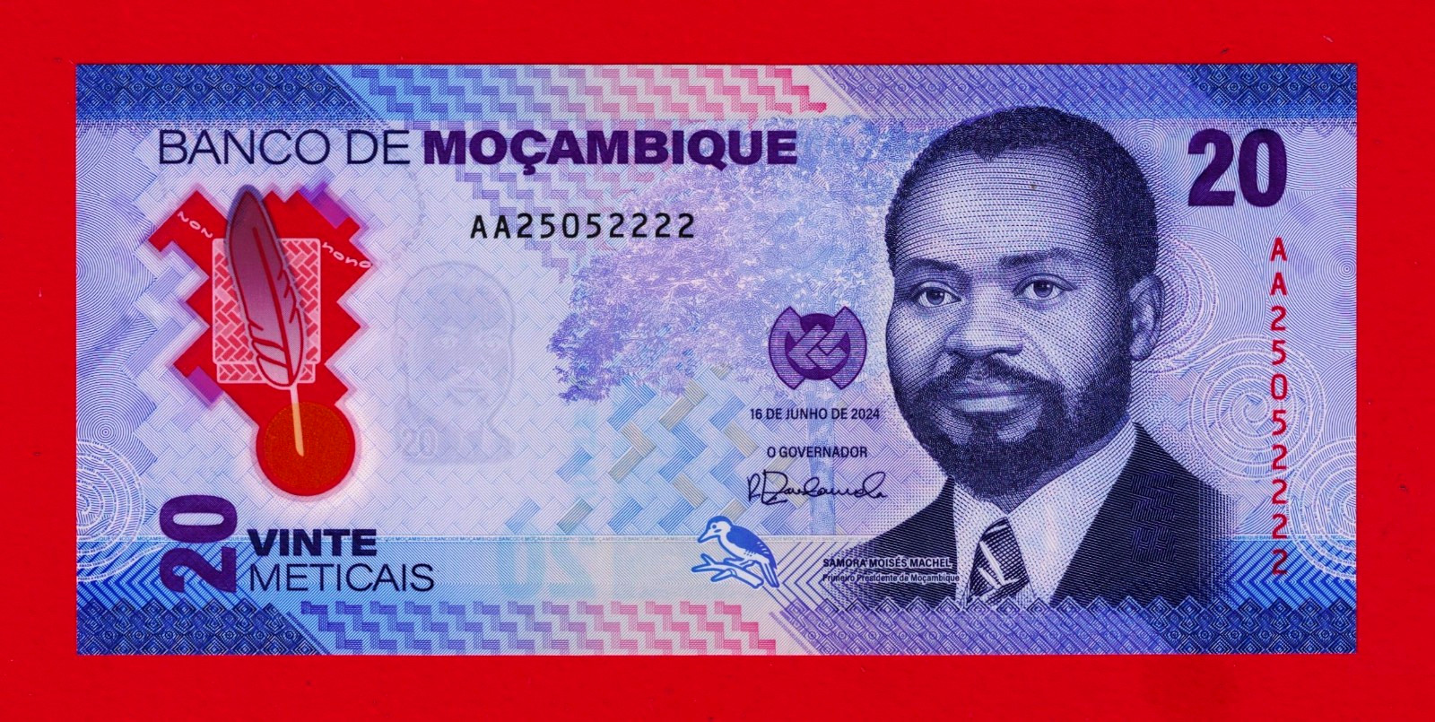 MOZAMBIQUE 20 Meticais 2024 UNC Polymer Note - Siganture: Zandamela (Pick-155a)