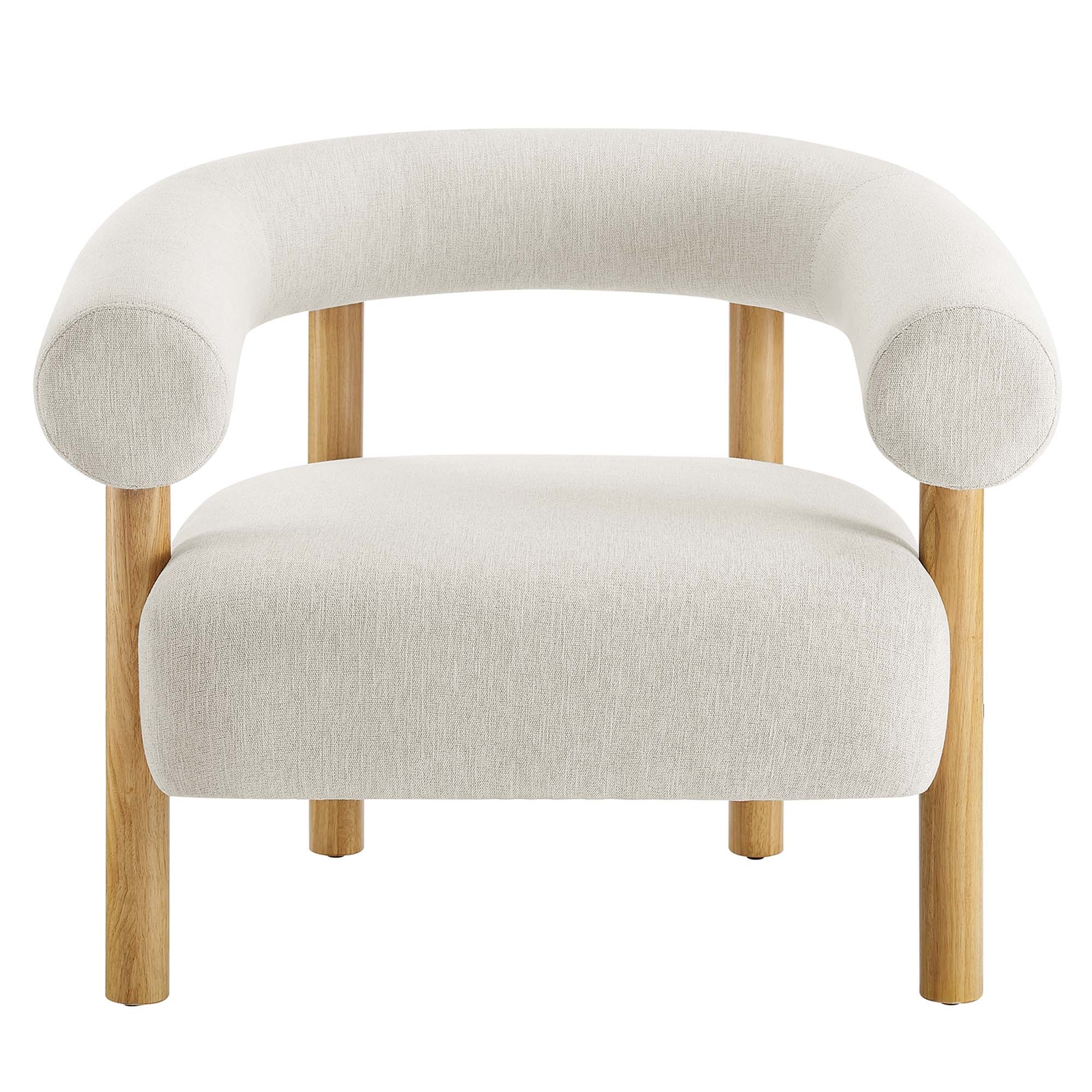 Sable Upholstered Fabric Armchair in Ivory Natural