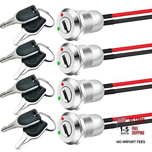 Gebildet 12mm On/Off Metal Key Lock Switch Prewired Key Prewire Key Lock Switch