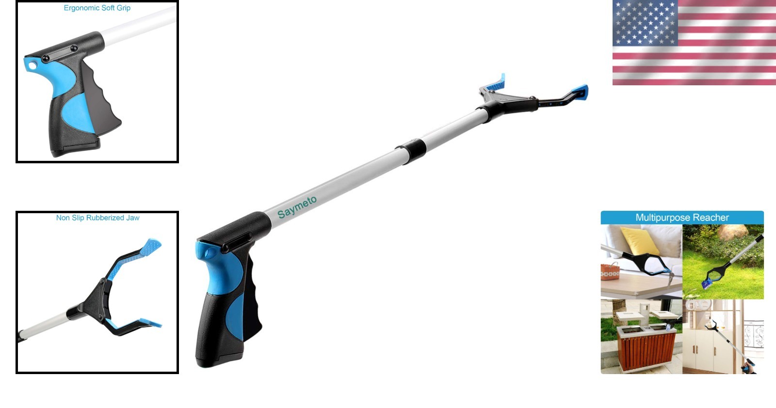 32" Arm Extension Grabber with Foldable Design for Easy Storage - Blue