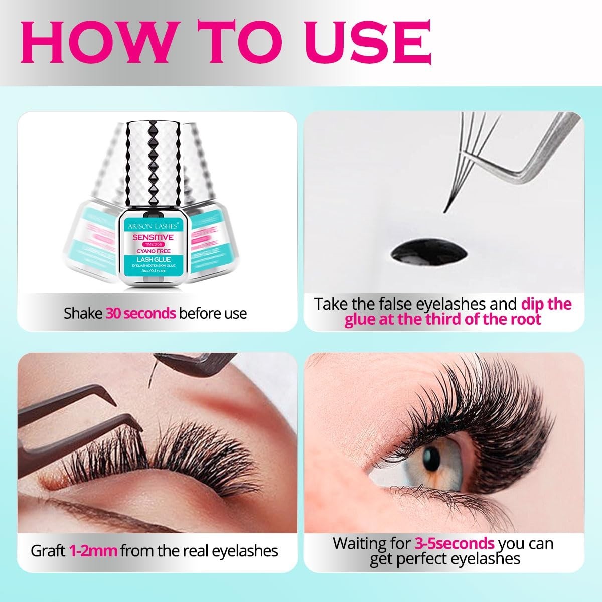 Sensitive Eyelash Extension Glue 3-4S Drying Time 5-6 Weeks Retention Lash Exten