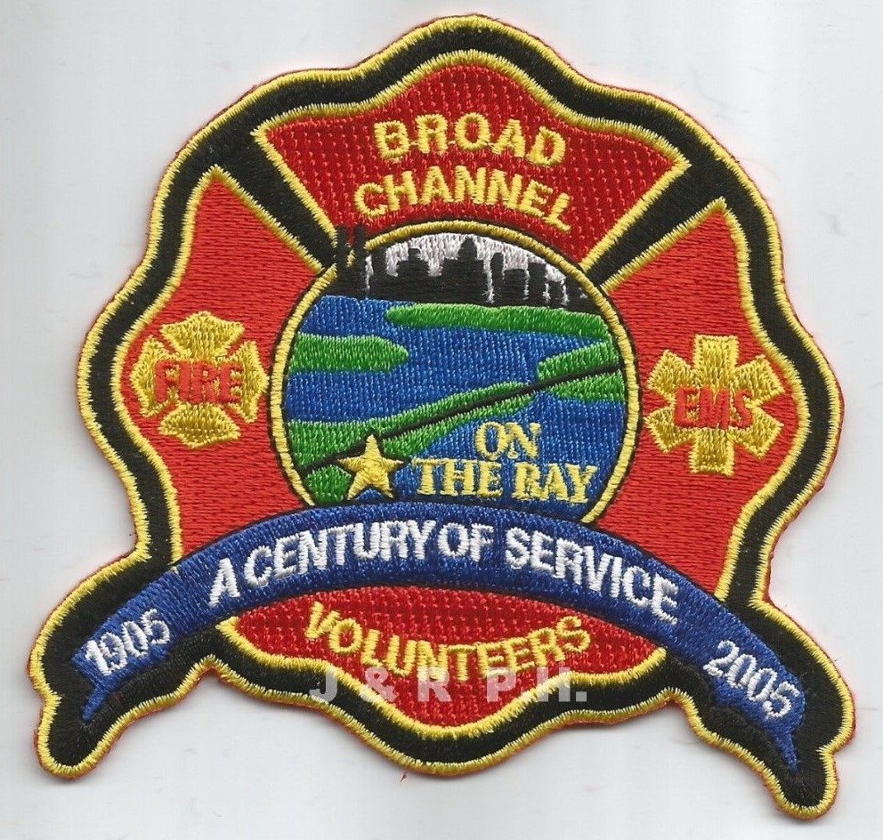 Broad Channel Vols.  "Century of Service", New York (4" x 4" size)  fire patch