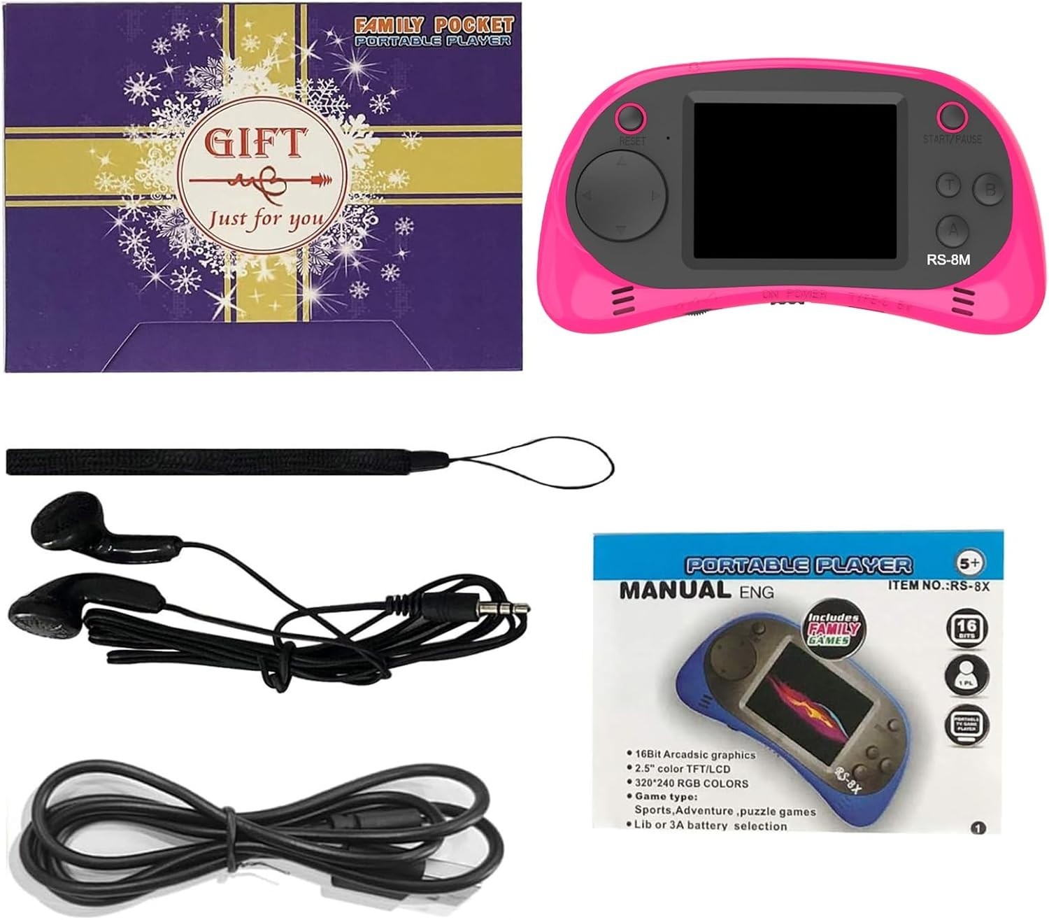 2.5" Kids Handheld Gaming Console with 220 Non-Violent Games - Christmas Gift