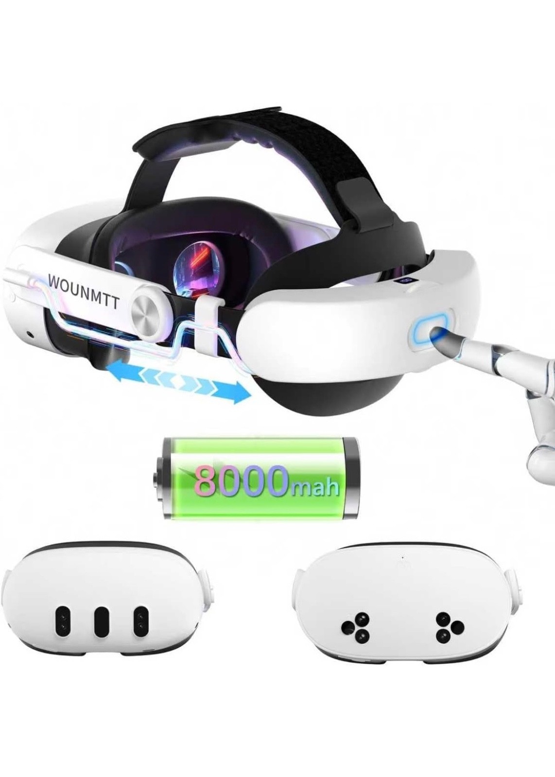 Head Strap for Oculus Meta Quest with Battery, VR Accessory for Gaming comfort