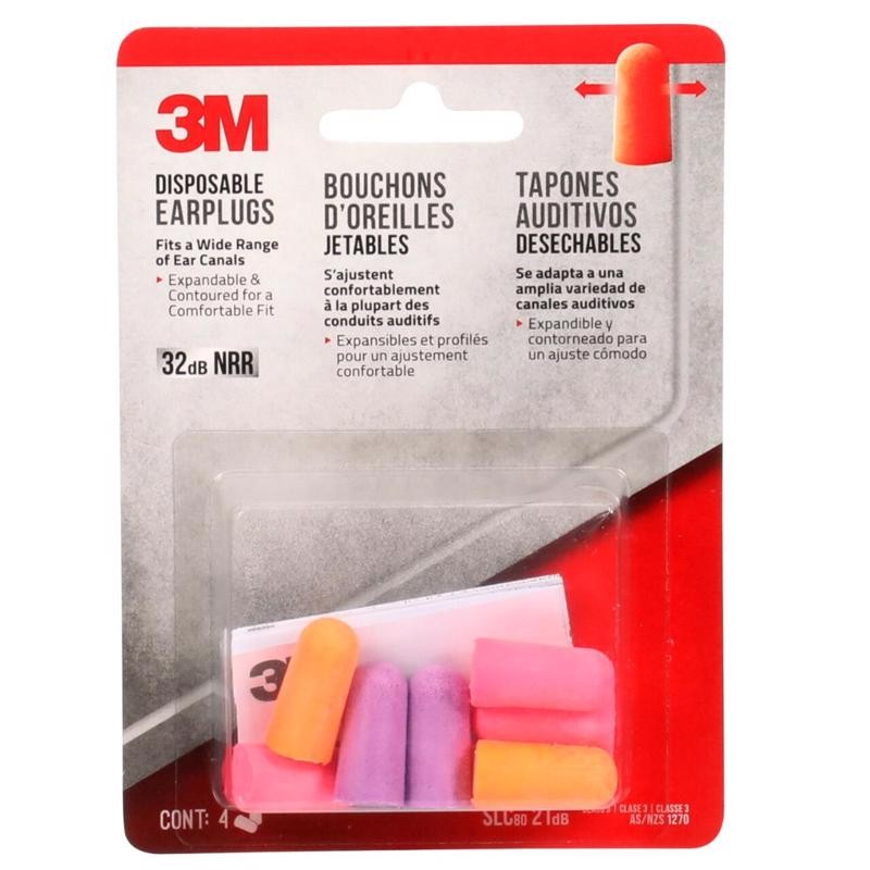 3M 92050H4-DC 32 dB Multicolor Disposable Earplugs for Hearing Protection