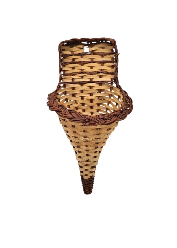 Cornucopia Horn of Plenty Woven Basket Fall Autumn Rustic Primitive Wall Hanging