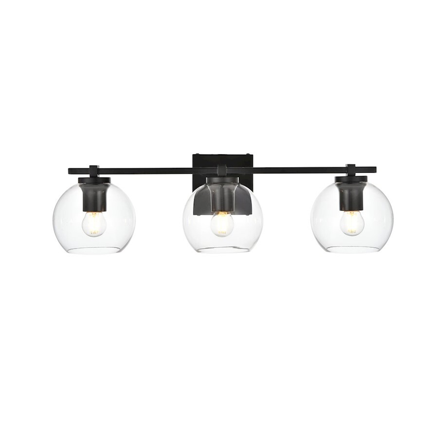 Living District Juelz 3 Light Bath Sconce, Black/Clear - LD7311W24BLK