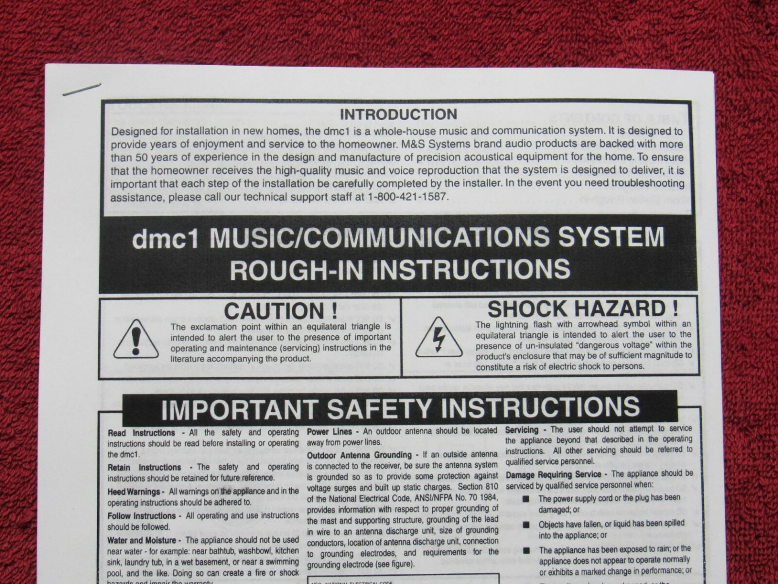 DMC1 Rough-in Instructions (New Construction) M&S Home Intercom