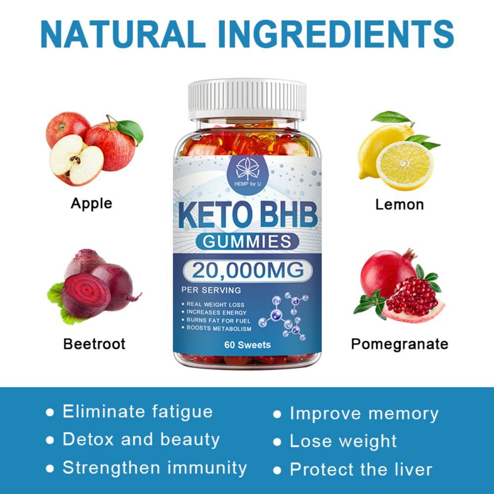 Keto BHB Gummies 2000MG Apple Cider Vinegar ACV Weight Loss Fat Burner 60 Gummy