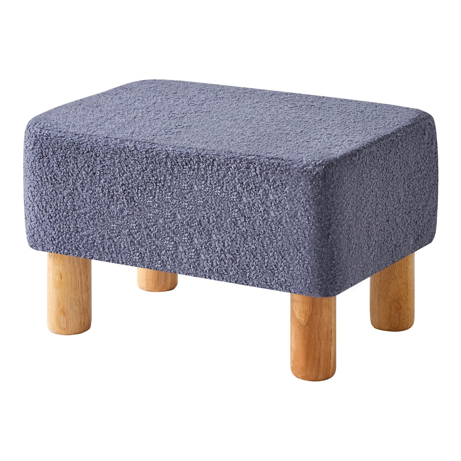 Blue UHBD030BU Modern Square Ottoman Pouf Footrest Wood Legs 15.74x11.41x9.84