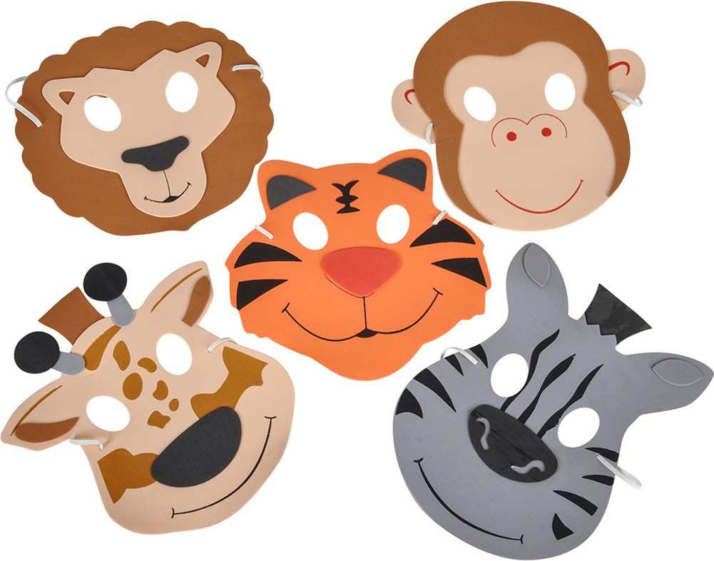 Child's Set of 12 Foam Zoo Animal Party Masks Costume Accessory