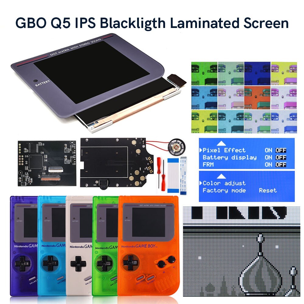 HISPEEDIDO Game Boy DMG Laminated IPS 3.1 Inche Q5 Screen Kit With Pre-cut Shell