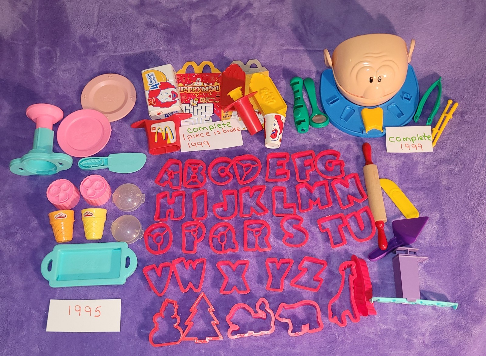 Lot Play-Doh Drill & Fill Dentist, McDonalds Meal, Cupcake Set & ABC's Cutouts