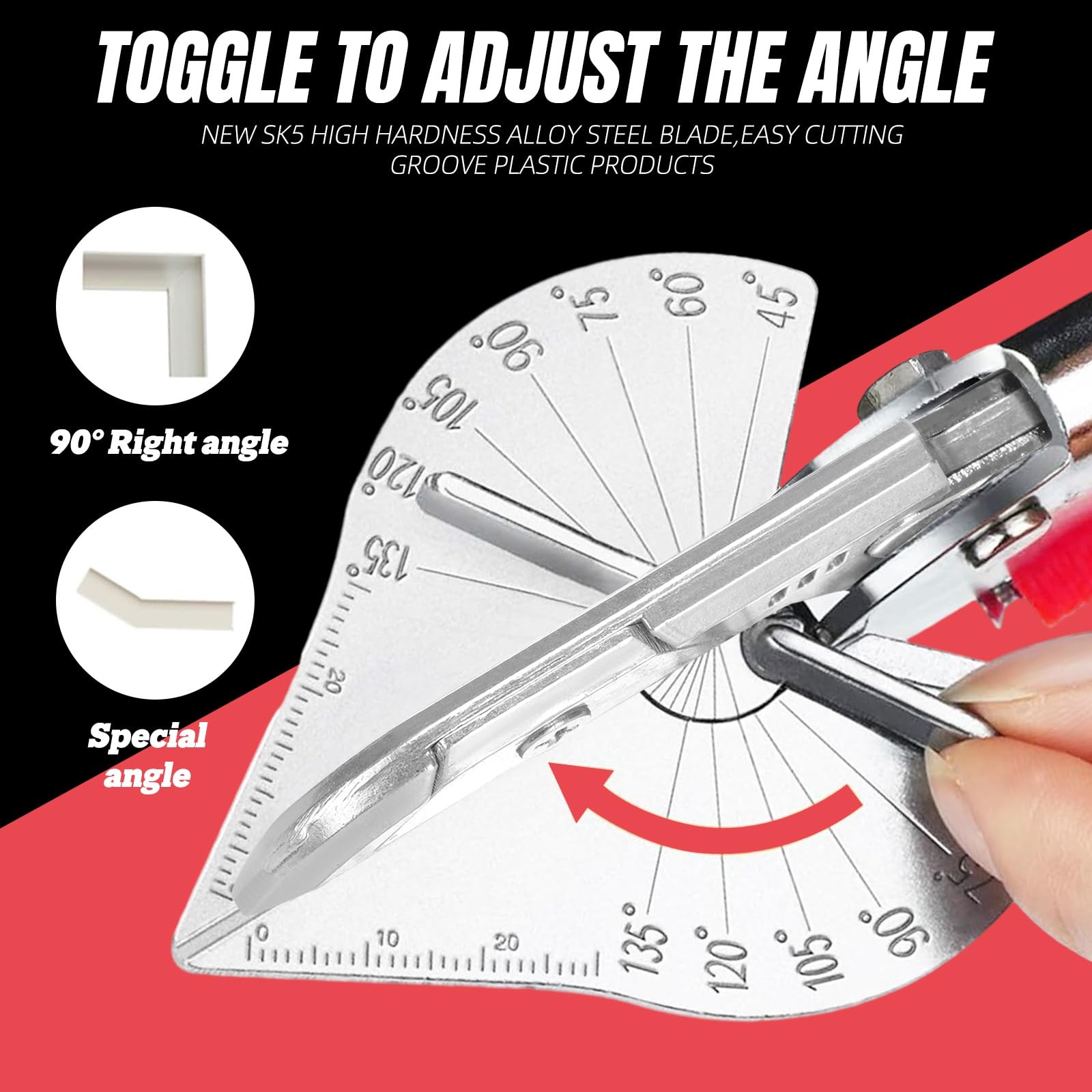 Miter Shear & Cutting Tool - 45-135° Adjustable Angle with 10 Sharp Blades fo...