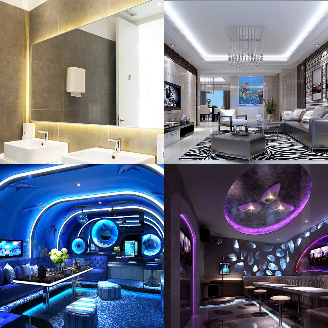 5050 RGBW RGB+Cool White6000K-7000K 4 Colors in 1 LED Tape Light DC12V 5m 16....