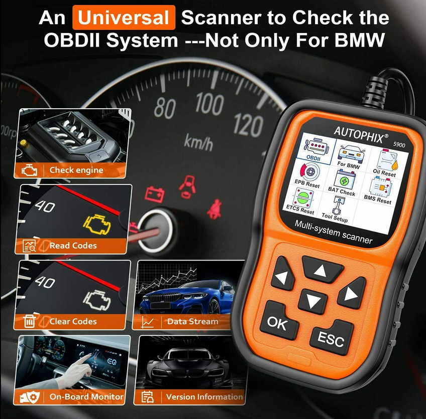 AUTOPHIX 5900 OBD2 Scanner Fit For BMW All System Diagnostic Tool Battery EPB