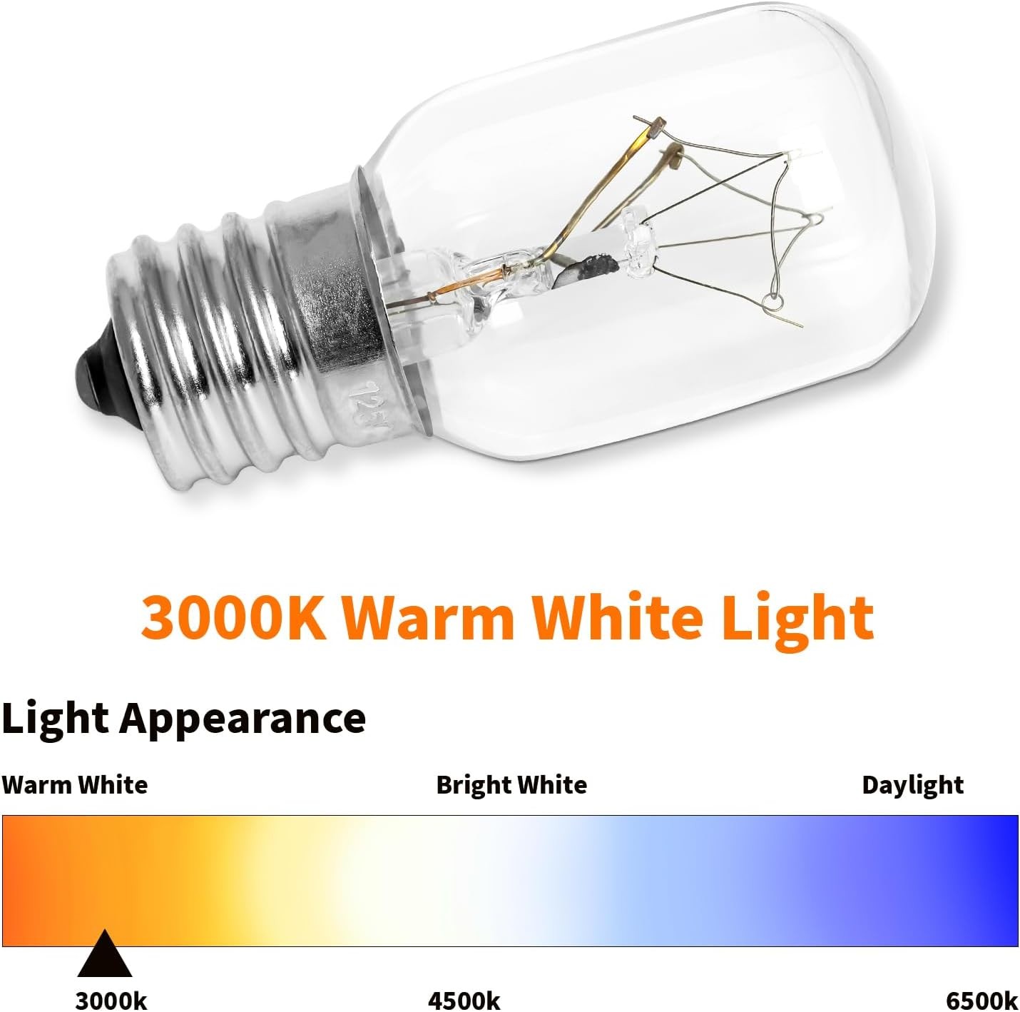 Microwave Light Bulb - Fits GE, Whirlpool & More - 125V 40W, E17 Base, 2 Pack