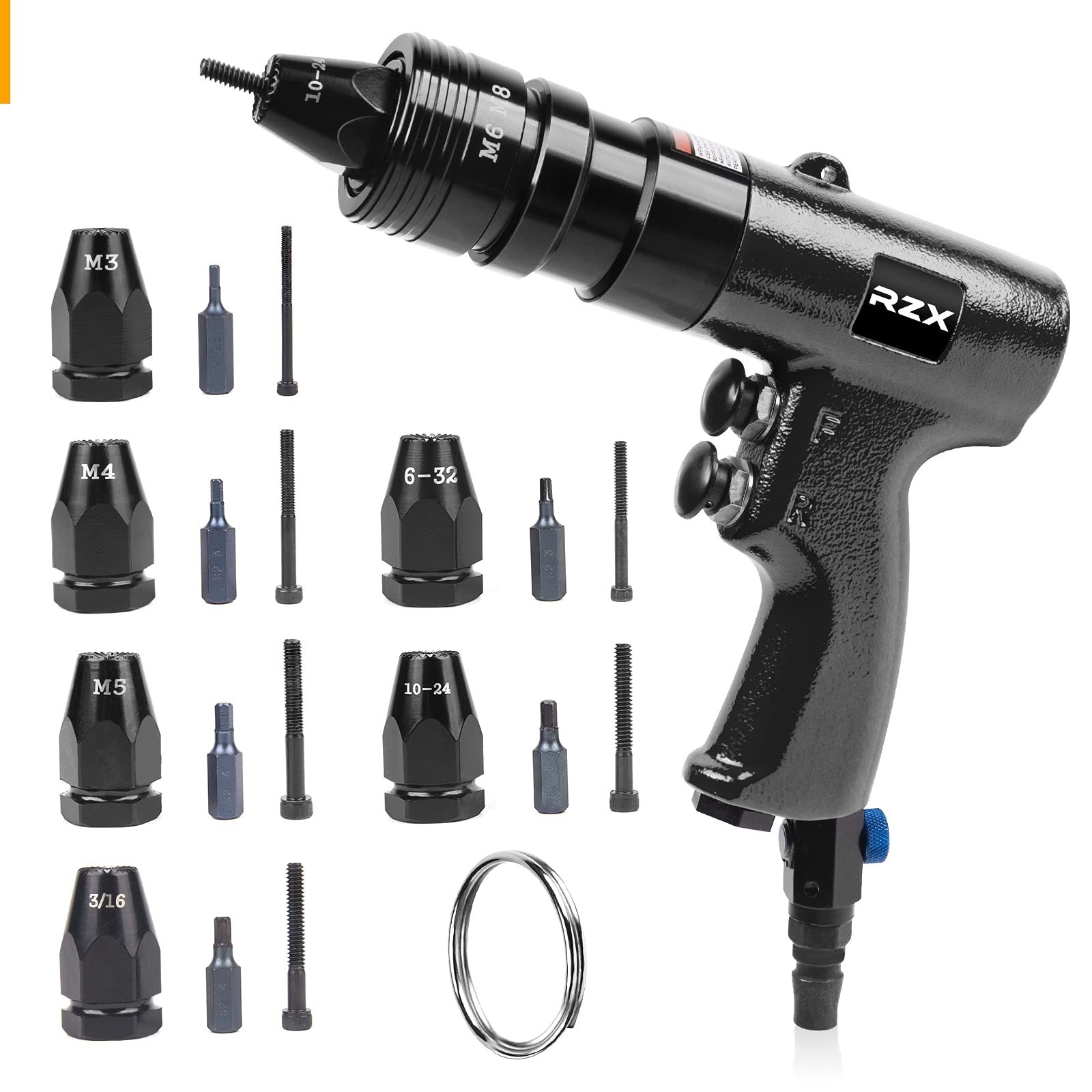 Pneumatic Rivet Tool Pneumatic Rivet Nut Setting Tool with Quick-Change M3 M4...