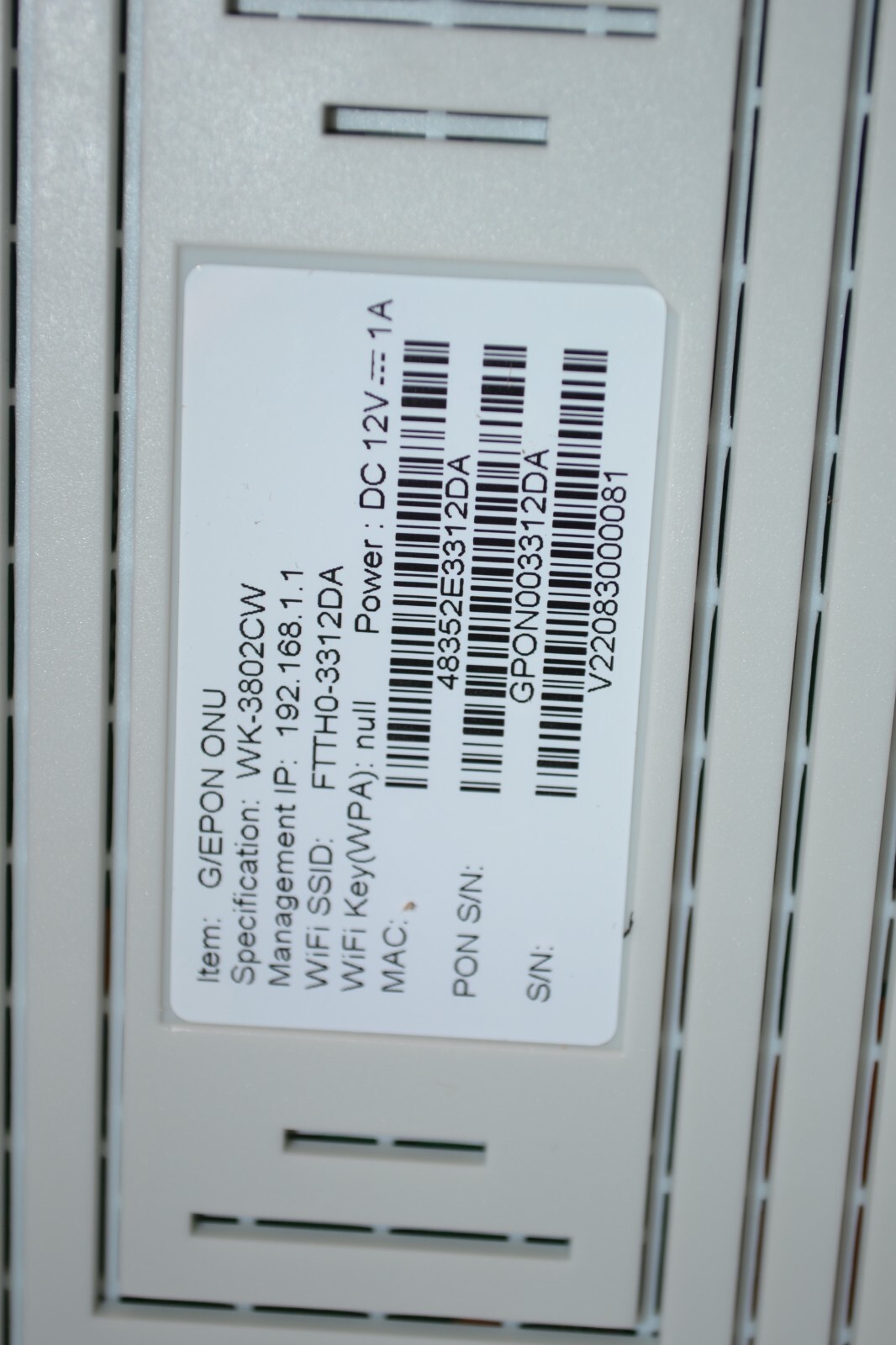 G/EPON ONU Modem - Never Used! WK-3802CW